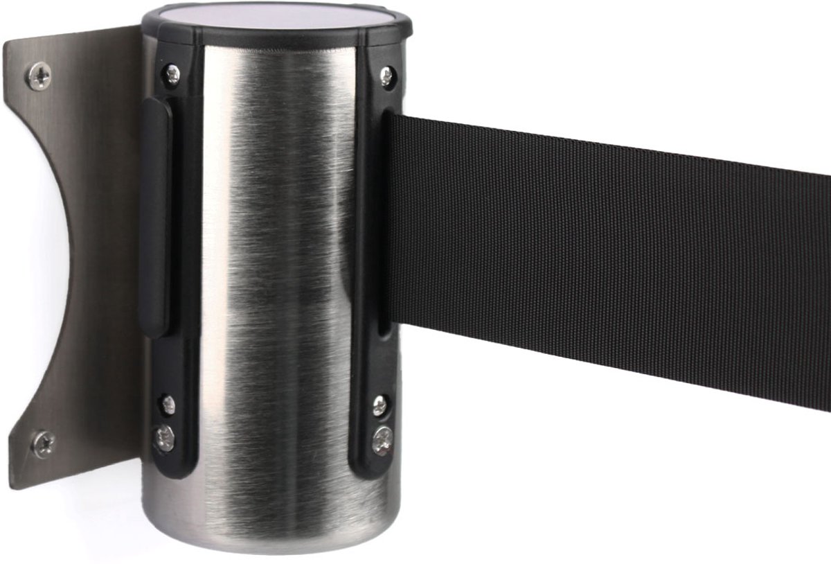   | Wandcassette met Trekband | Geborsteld Chroom - Zwart